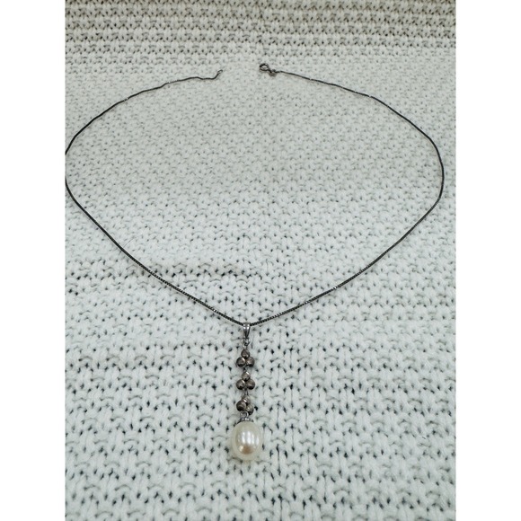 ipsy Jewelry - 925 IPS Sterling Silver Pearl Drop Pendant Necklace 18" Womens
